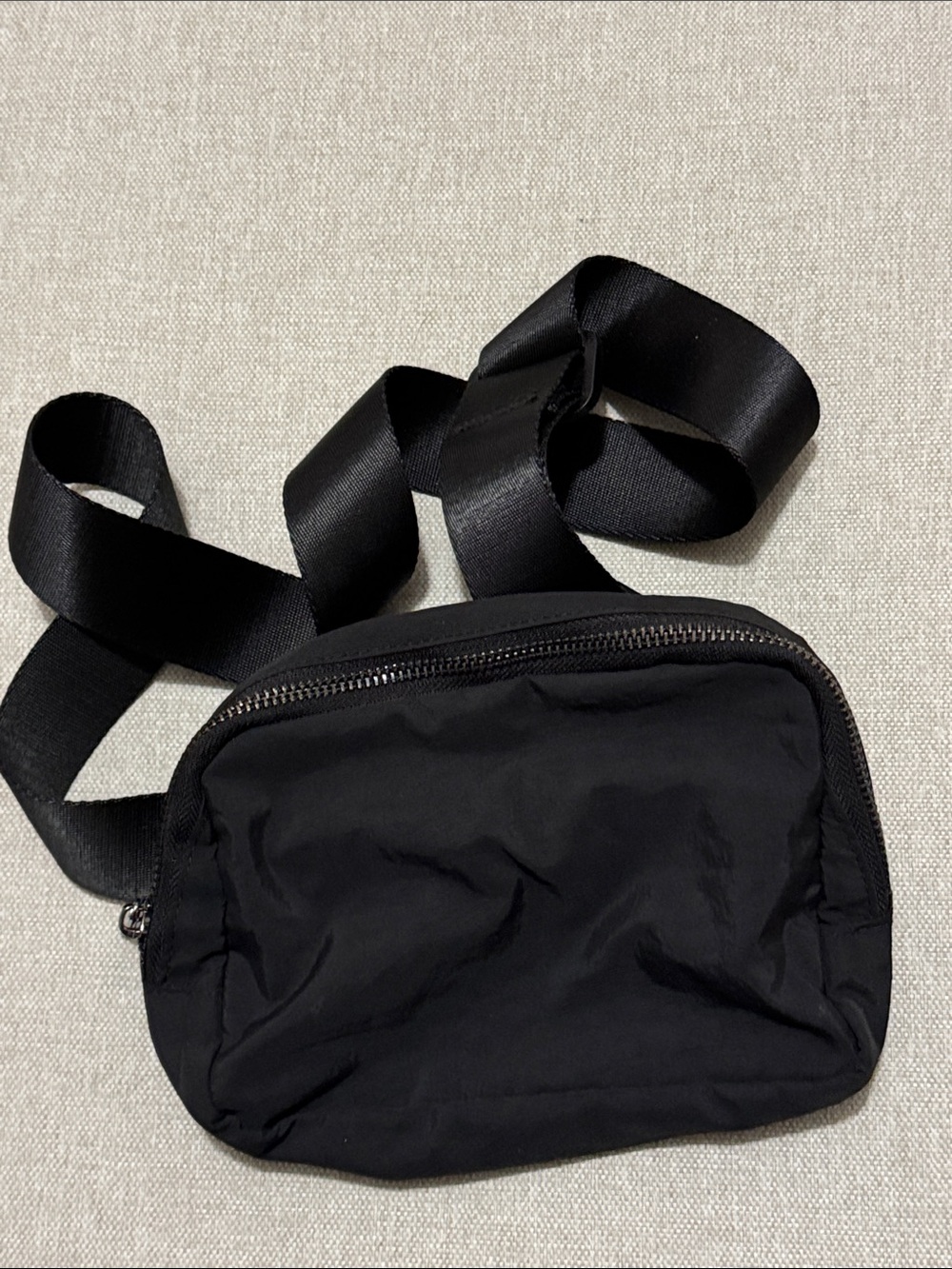 FREE WITH $25 PURCHASE-Black Nylon Bum Bag-2 Compartments-Unbranded-Flawed